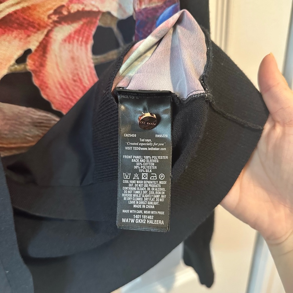 Ted Baker Black Cardigan with Multicolor Floral Front - Picture 5 of 5